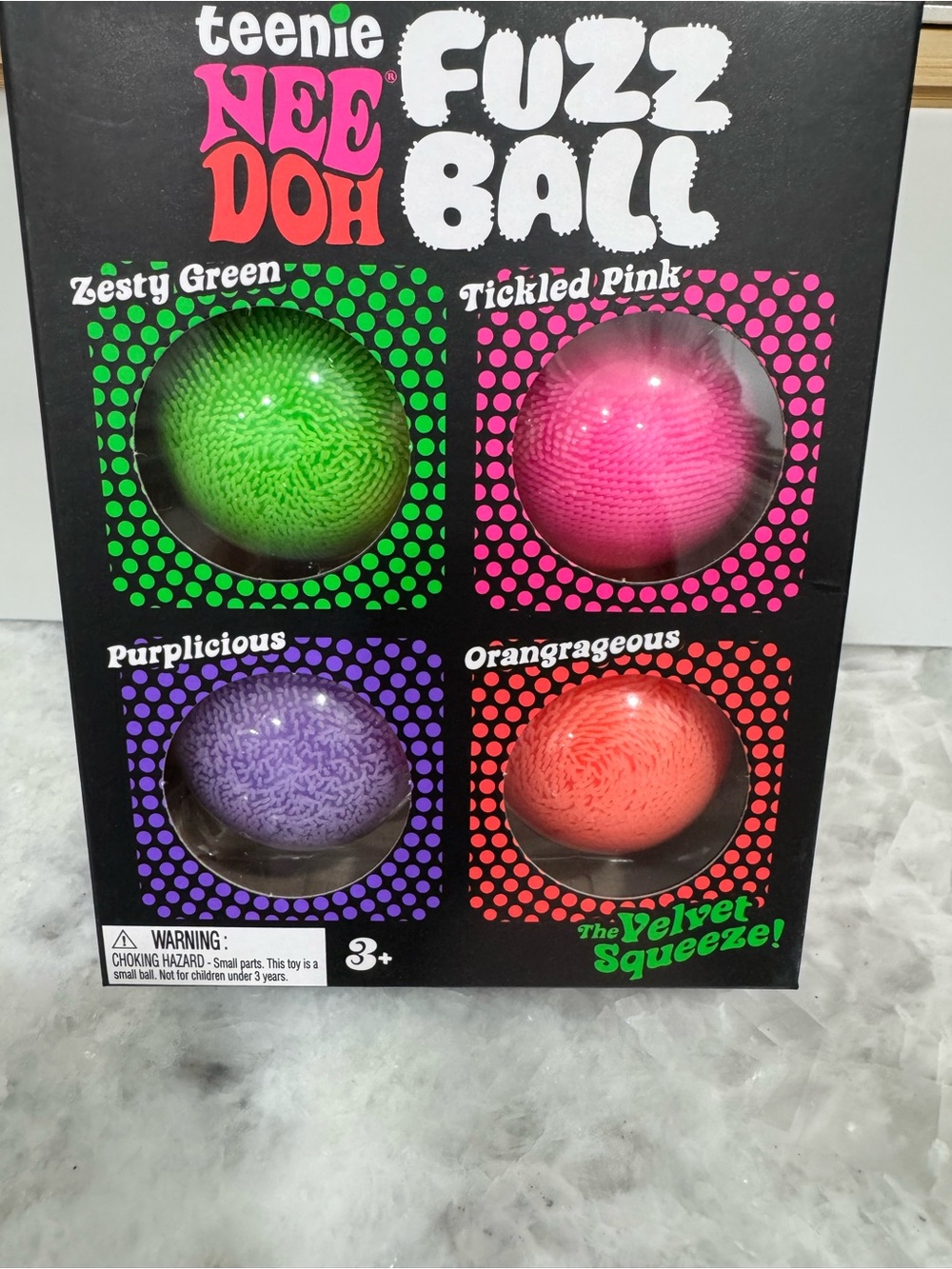 Nee Doh Fuzz Ball 4-Pack - Green, Pink, Purple, Orange